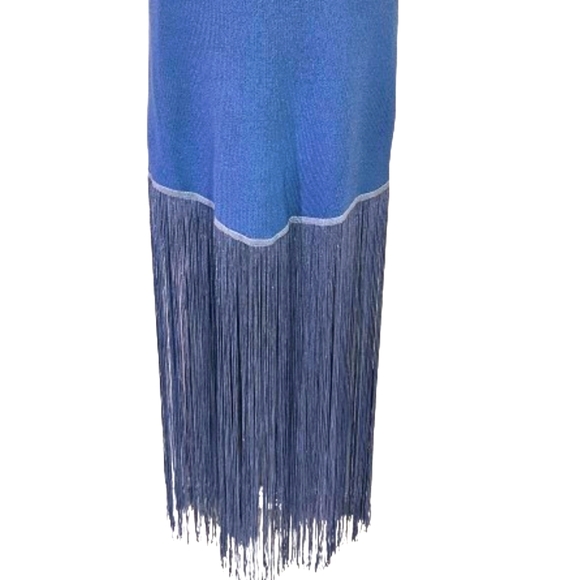 Cloud Ten Blue Sleeveless Knit High Neck Festival Dress with Fringe,Medium, NWT - Picture 12 of 16